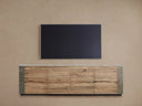 Telluride Media Console Oak with Oxidized Steel Rustic Living Furniture