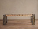 Telluride Oak Dining Table with Oxidized Steel Legs Rectangular Rustic Dining Furniture