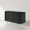 Lantine 3 Drawer Dresser - Black Oak & Brass