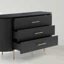 Lantine 3 Drawer Dresser - Black Oak & Brass