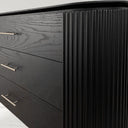 Lantine 3 Drawer Dresser - Black Oak & Brass
