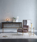 Vintage Forged Brown Leather Accent Chair