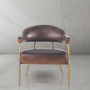Vintage Forged Brown Leather Lounge Armchair