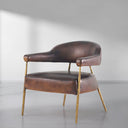 Vintage Forged Brown Leather Lounge Armchair