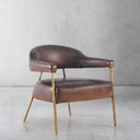Vintage Forged Brown Leather Lounge Armchair