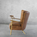 Vintage Forged  Leather Armchair Cigar Chair