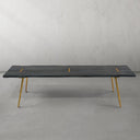 Vintage Forged Retro Copper Frame Solid Wood Dining Bench