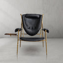 Vintage Forged Enamel Wooden Plate Leather Armchair