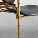 Vintage Forged Enamel Wooden Plate Leather Armchair