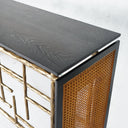 Vintage Forged Metal Frame Rattan Console Table