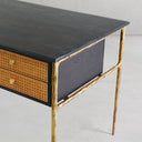 Vintage Forged Retro Brass Iron Frame Rattan Desk