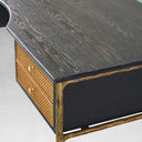 Vintage Forged Retro Brass Iron Frame Rattan Desk