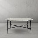 Thaddeus Metal Round Horn Marble Coffee Table & Side Table Hand-Forged Living Sofa Center Tea Table End Tables