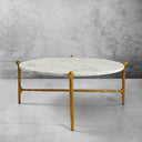 Thaddeus Metal Round Horn Marble Coffee Table & Side Table Hand-Forged Living Sofa Center Tea Table End Tables