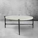 Thaddeus Metal Round Horn Marble Coffee Table & Side Table Hand-Forged Living Sofa Center Tea Table End Tables