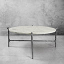 Thaddeus Metal Round Horn Marble Coffee Table & Side Table Hand-Forged Living Sofa Center Tea Table End Tables
