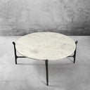 Thaddeus Metal Round Horn Marble Coffee Table & Side Table Hand-Forged Living Sofa Center Tea Table End Tables
