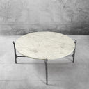 Thaddeus Metal Round Horn Marble Coffee Table & Side Table Hand-Forged Living Sofa Center Tea Table End Tables