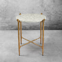Thaddeus Metal Round Horn Marble Coffee Table & Side Table Hand-Forged Living Sofa Center Tea Table End Tables