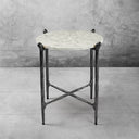 Thaddeus Metal Round Horn Marble Coffee Table & Side Table Hand-Forged Living Sofa Center Tea Table End Tables