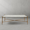 Thaddeus Metal Square Horn Marble Coffee Table Hand-Forged Living Sofa Center Tea Table