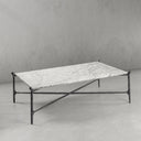 Thaddeus Metal Square Horn Marble Coffee Table Hand-Forged Living Sofa Center Tea Table