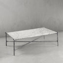 Thaddeus Metal Square Horn Marble Coffee Table Hand-Forged Living Sofa Center Tea Table