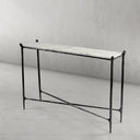 Thaddeus Metal Rectangle Horn Marble Console Table Hand-Forged Entryways Entrance Table