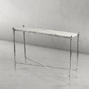 Thaddeus Metal Rectangle Horn Marble Console Table Hand-Forged Entryways Entrance Table