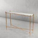Thaddeus Metal Rectangle Horn Marble Console Table Hand-Forged Entryways Entrance Table
