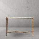 Thaddeus Metal Rectangle Horn Marble Console Table Hand-Forged Entryways Entrance Table