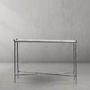 Thaddeus Metal Rectangle Horn Marble Console Table Hand-Forged Entryways Entrance Table