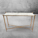 Thaddeus Metal Rectangle Horn Marble Console Table Hand-Forged Entryways Entrance Table
