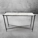 Thaddeus Metal Rectangle Horn Marble Console Table Hand-Forged Entryways Entrance Table