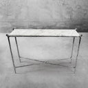 Thaddeus Metal Rectangle Horn Marble Console Table Hand-Forged Entryways Entrance Table