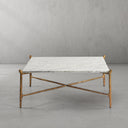 Thaddeus Metal Square Horn Marble Coffee Table Hand-Forged Living Sofa Center Tea Table