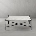 Thaddeus Metal Square Horn Marble Coffee Table Hand-Forged Living Sofa Center Tea Table
