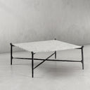 Thaddeus Metal Square Horn Marble Coffee Table Hand-Forged Living Sofa Center Tea Table