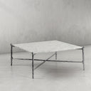 Thaddeus Metal Square Horn Marble Coffee Table Hand-Forged Living Sofa Center Tea Table