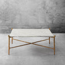Thaddeus Metal Square Horn Marble Coffee Table Hand-Forged Living Sofa Center Tea Table