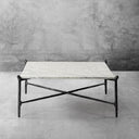 Thaddeus Metal Square Horn Marble Coffee Table Hand-Forged Living Sofa Center Tea Table