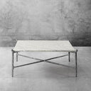 Thaddeus Metal Square Horn Marble Coffee Table Hand-Forged Living Sofa Center Tea Table