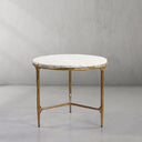 Vintage Forged Marble Round Side Table