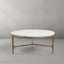 Thaddeus Metal Marble Round Coffee Table 3 Legs Hand-Forged Living Sofa Center Tea Table