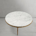 Thaddeus Metal Marble Round Coffee Table 3 Legs Hand-Forged Living Sofa Center Tea Table