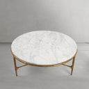 Thaddeus Metal Marble Round Coffee Table 3 Legs Hand-Forged Living Sofa Center Tea Table