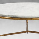 Thaddeus Metal Marble Round Coffee Table 3 Legs Hand-Forged Living Sofa Center Tea Table