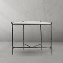 Thaddeus Metal Horn Semi-Circle Marble Console Table Hand-Forged Entryways Entrance Table