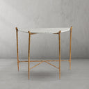 Thaddeus Metal Horn Semi-Circle Marble Console Table Hand-Forged Entryways Entrance Table