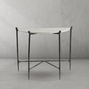 Thaddeus Metal Horn Semi-Circle Marble Console Table Hand-Forged Entryways Entrance Table